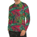 Pineapple Leaves Hawaii Pattern Print Men's Long Sleeve Rash Guard