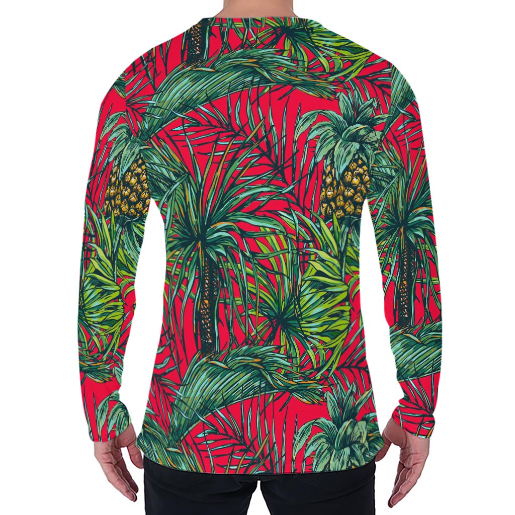 Pineapple Leaves Hawaii Pattern Print Men's Long Sleeve T-Shirt