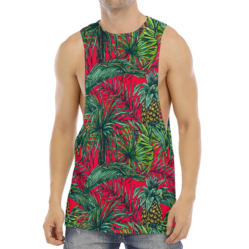 Pineapple Leaves Hawaii Pattern Print Men's Muscle Tank Top
