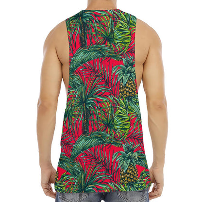 Pineapple Leaves Hawaii Pattern Print Men's Muscle Tank Top