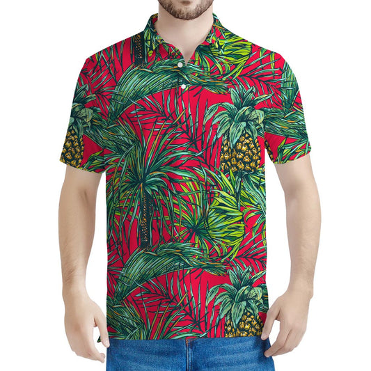 Pineapple Leaves Hawaii Pattern Print Men's Polo Shirt
