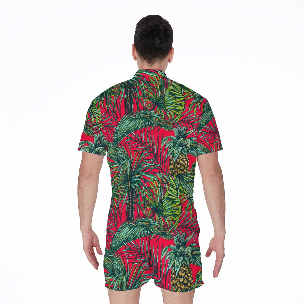 Pineapple Leaves Hawaii Pattern Print Men's Rompers
