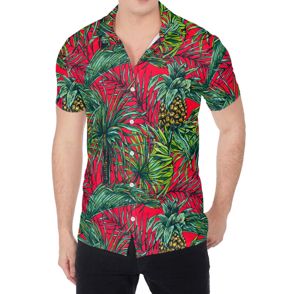 Pineapple Leaves Hawaii Pattern Print Men's Shirt