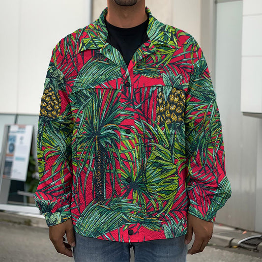Pineapple Leaves Hawaii Pattern Print Men's Shirt Jacket