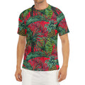 Pineapple Leaves Hawaii Pattern Print Men's Short Sleeve Rash Guard