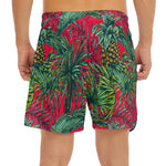 Pineapple Leaves Hawaii Pattern Print Men's Split Running Shorts