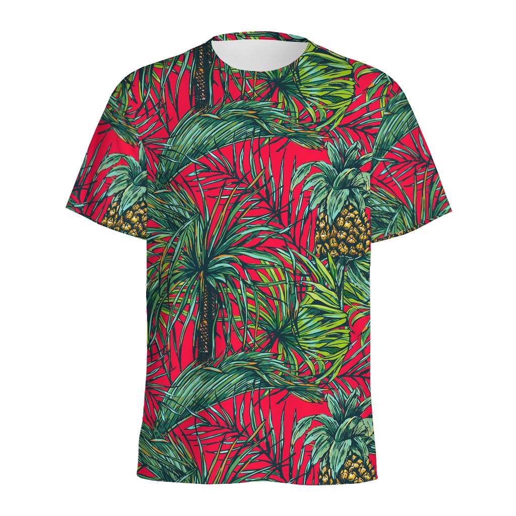Pineapple Leaves Hawaii Pattern Print Men's Sports T-Shirt