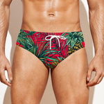 Pineapple Leaves Hawaii Pattern Print Men's Swim Briefs