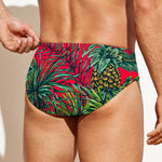 Pineapple Leaves Hawaii Pattern Print Men's Swim Briefs