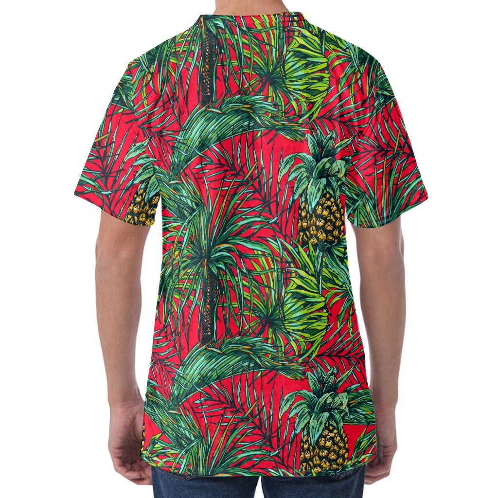 Pineapple Leaves Hawaii Pattern Print Men's Velvet T-Shirt