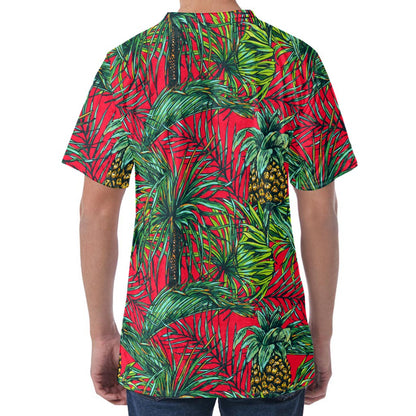 Pineapple Leaves Hawaii Pattern Print Men's Velvet T-Shirt