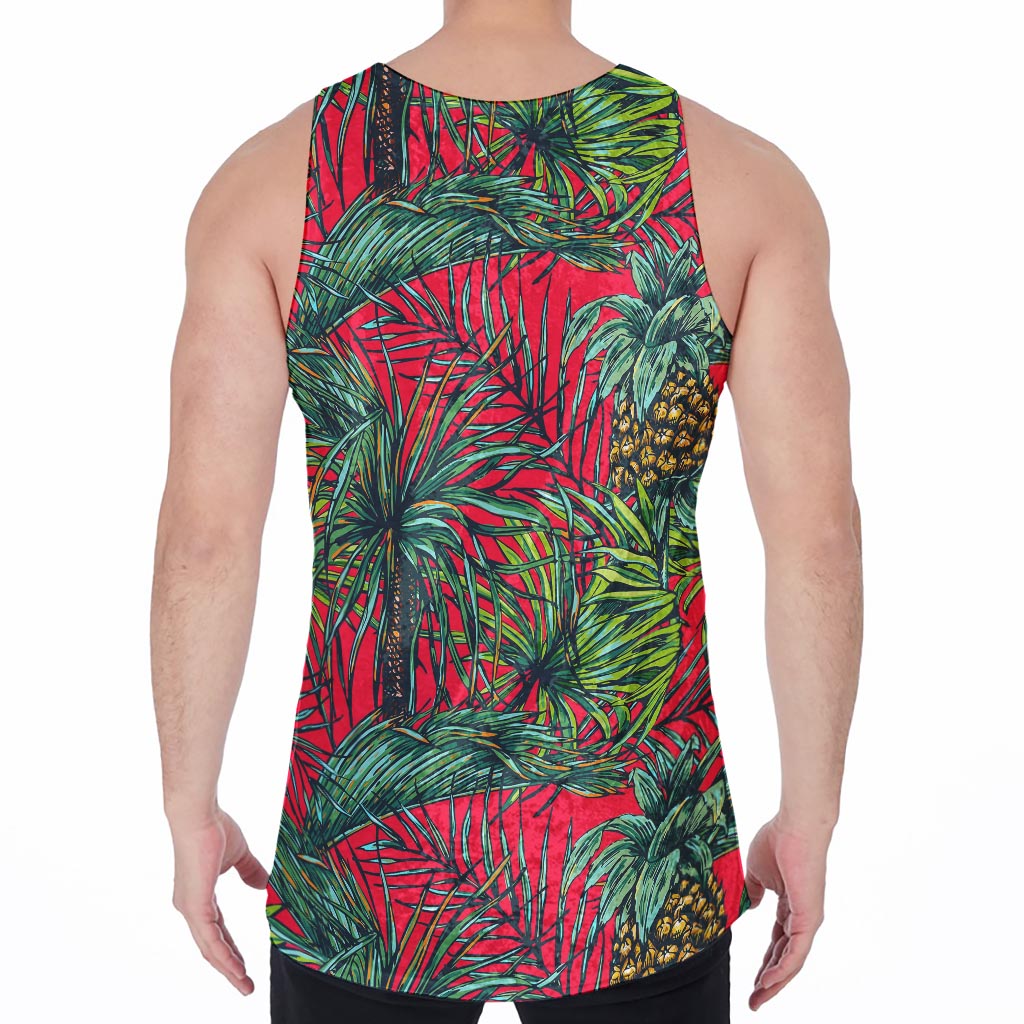 Pineapple Leaves Hawaii Pattern Print Men's Velvet Tank Top