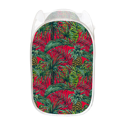 Pineapple Leaves Hawaii Pattern Print Mesh Laundry Hamper