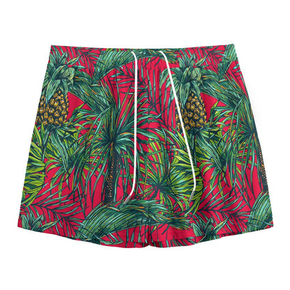 Pineapple Leaves Hawaii Pattern Print Mesh Shorts