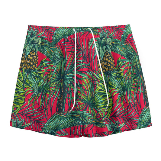 Pineapple Leaves Hawaii Pattern Print Mesh Shorts