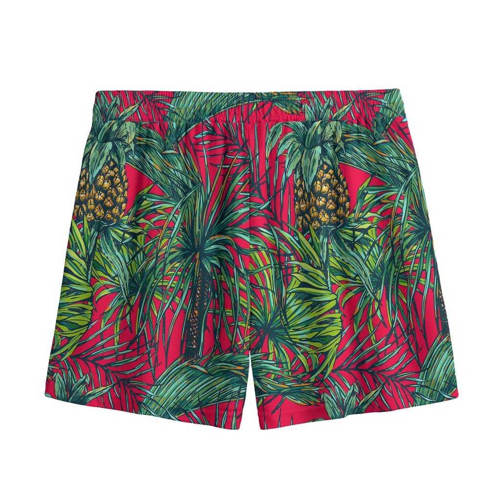 Pineapple Leaves Hawaii Pattern Print Mesh Shorts
