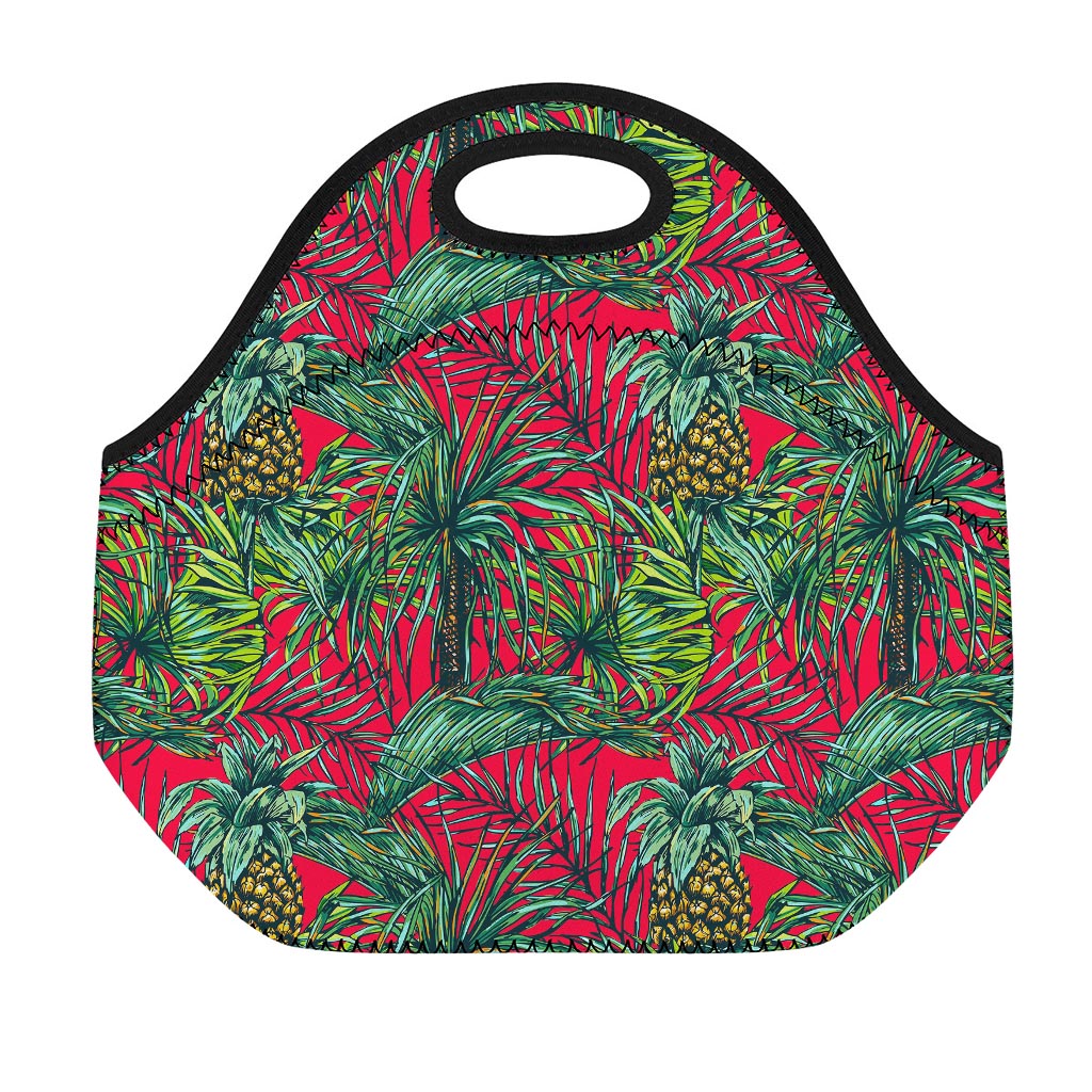 Pineapple Leaves Hawaii Pattern Print Neoprene Lunch Bag