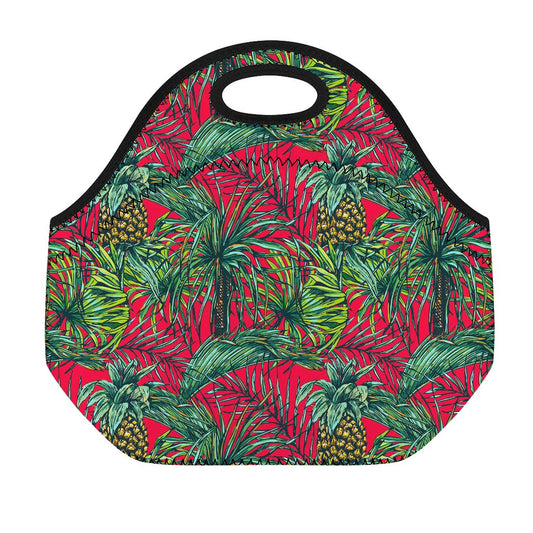 Pineapple Leaves Hawaii Pattern Print Neoprene Lunch Bag