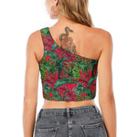 Pineapple Leaves Hawaii Pattern Print One Shoulder Crop Top