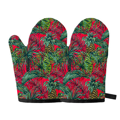 Pineapple Leaves Hawaii Pattern Print Oven Mitts