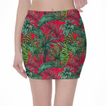 Pineapple Leaves Hawaii Pattern Print Pencil Mini Skirt