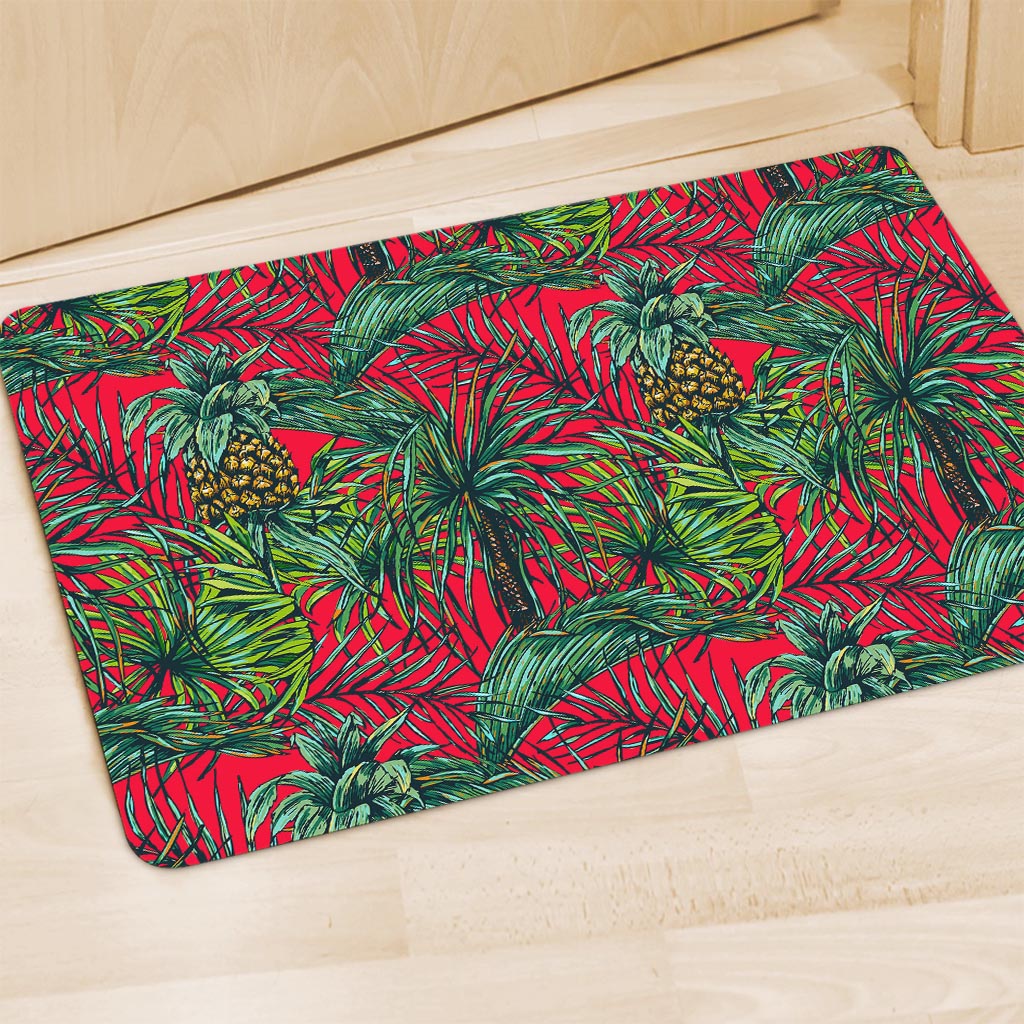 Pineapple Leaves Hawaii Pattern Print Polyester Doormat