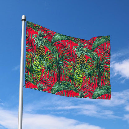 Pineapple Leaves Hawaii Pattern Print Polyester Flag