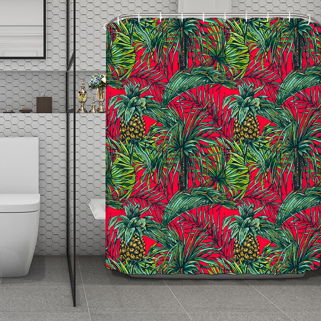 Pineapple Leaves Hawaii Pattern Print Polyester Shower Curtain