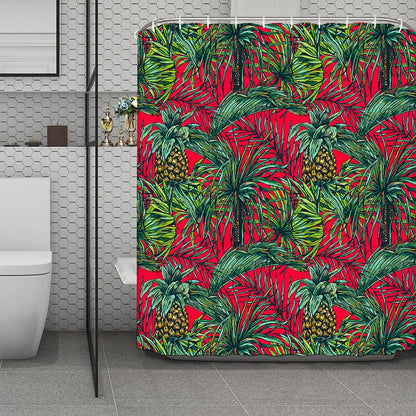 Pineapple Leaves Hawaii Pattern Print Polyester Shower Curtain