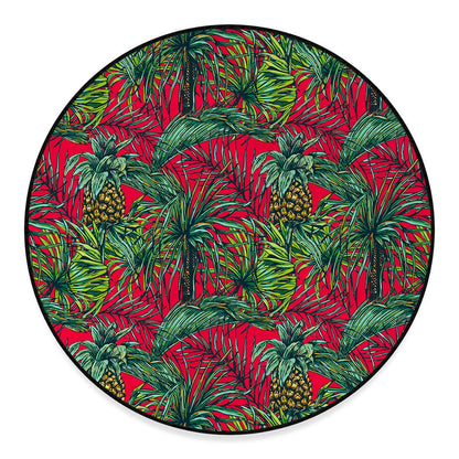 Pineapple Leaves Hawaii Pattern Print Round Floor Mat