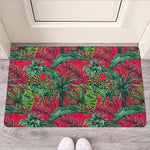 Pineapple Leaves Hawaii Pattern Print Rubber Doormat