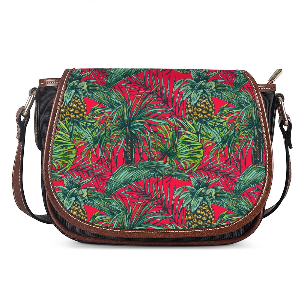 Pineapple Leaves Hawaii Pattern Print Saddle Bag