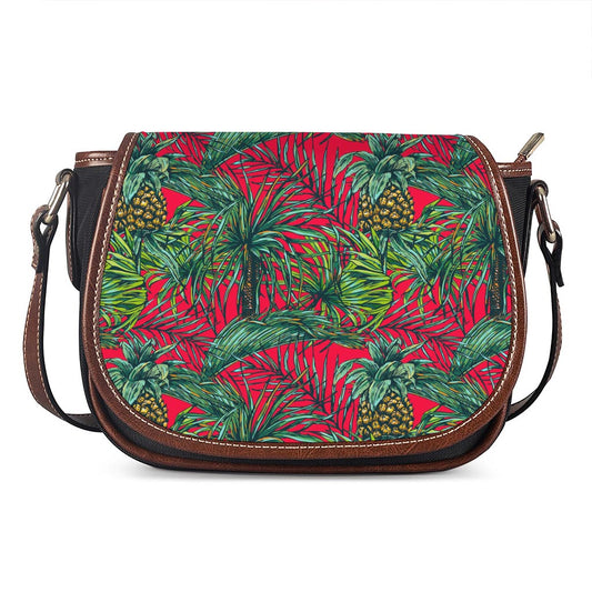 Pineapple Leaves Hawaii Pattern Print Saddle Bag