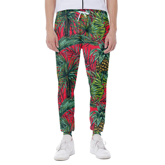 Pineapple Leaves Hawaii Pattern Print Scuba Joggers