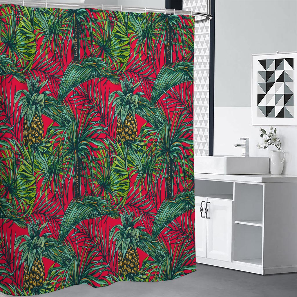Pineapple Leaves Hawaii Pattern Print Shower Curtain