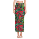 Pineapple Leaves Hawaii Pattern Print Side Slit Maxi Skirt