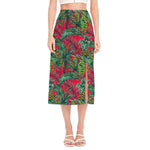Pineapple Leaves Hawaii Pattern Print Side Slit Midi Skirt