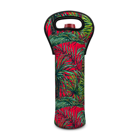 Pineapple Leaves Hawaii Pattern Print Single Neoprene Wine Tote