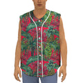Pineapple Leaves Hawaii Pattern Print Sleeveless Baseball Jersey