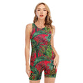 Pineapple Leaves Hawaii Pattern Print Sleeveless One Piece Swimsuit