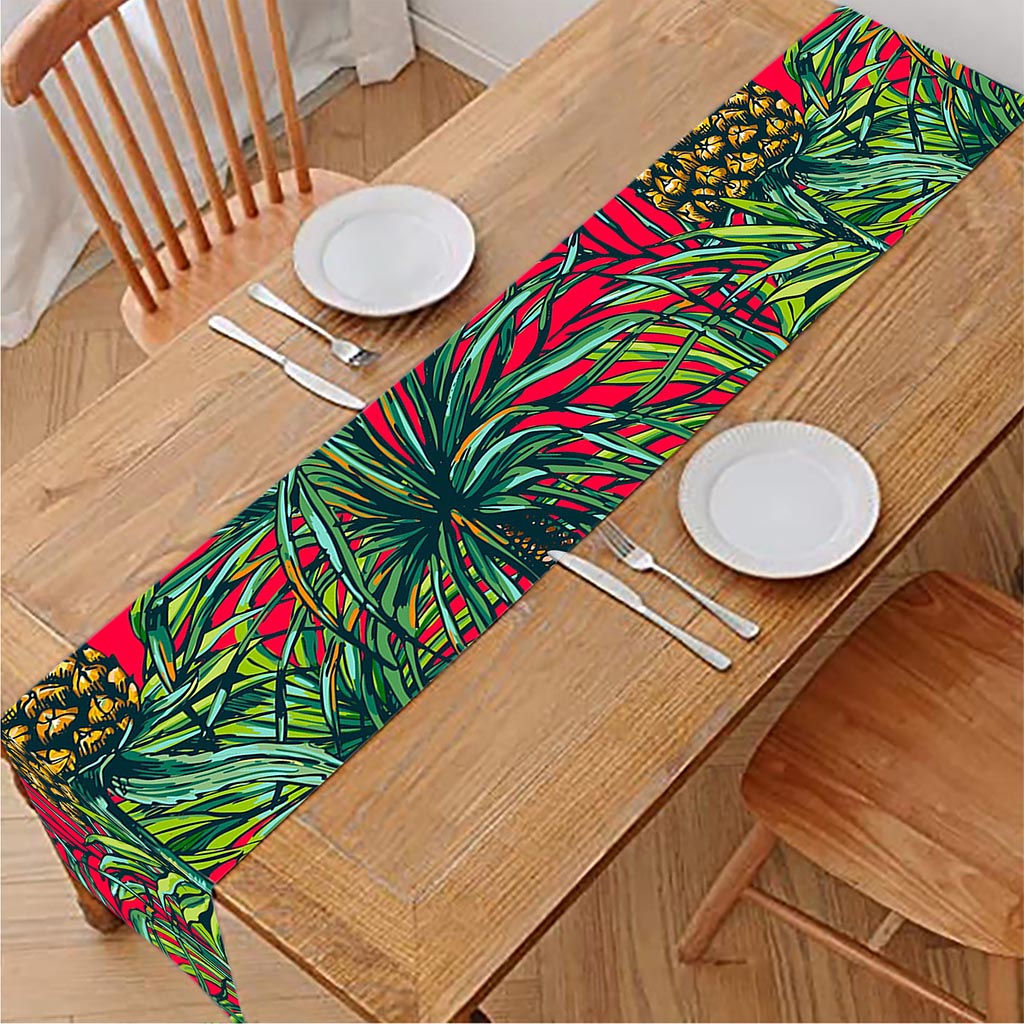 Pineapple Leaves Hawaii Pattern Print Table Runner