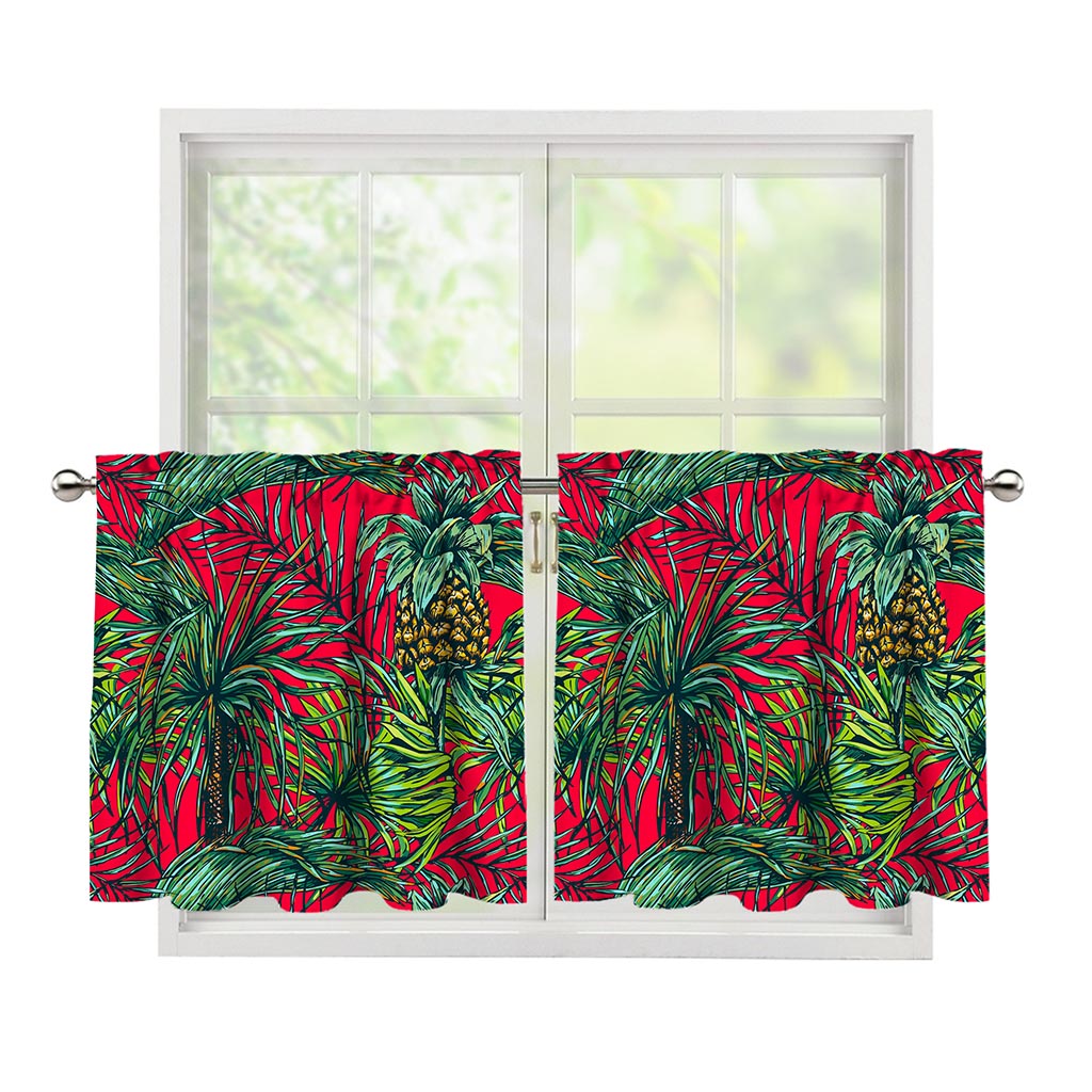Pineapple Leaves Hawaii Pattern Print Tier Curtains