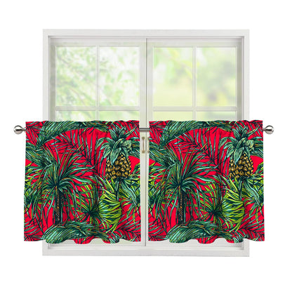 Pineapple Leaves Hawaii Pattern Print Tier Curtains