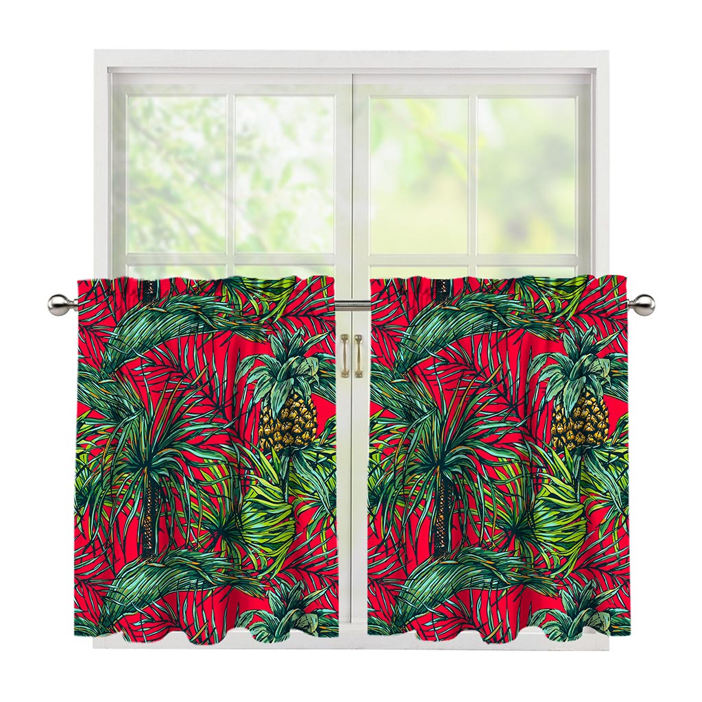 Pineapple Leaves Hawaii Pattern Print Tier Curtains