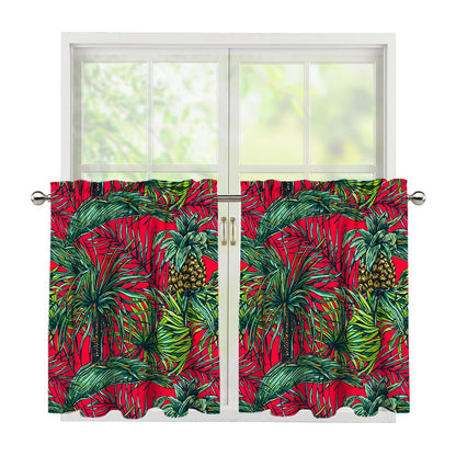 Pineapple Leaves Hawaii Pattern Print Tier Curtains