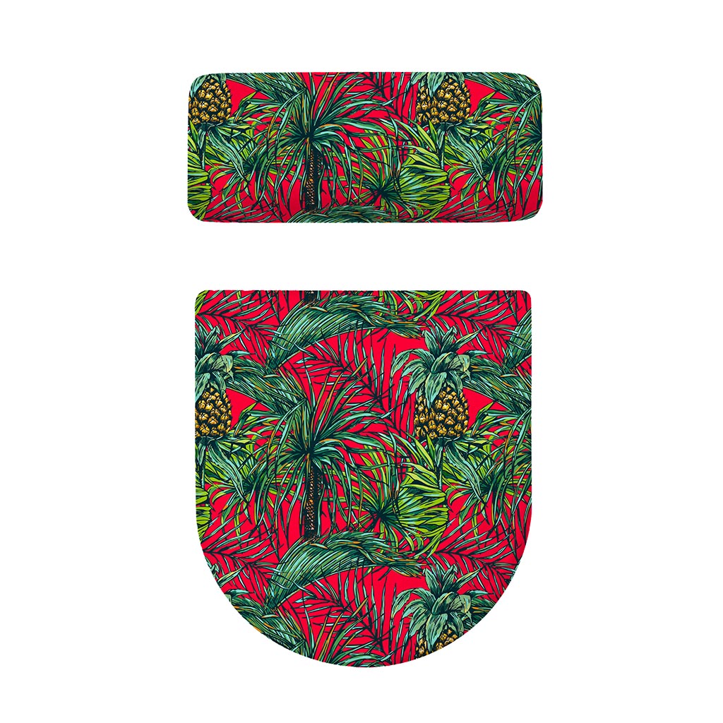 Pineapple Leaves Hawaii Pattern Print Toilet Lid And Tank Cover Set