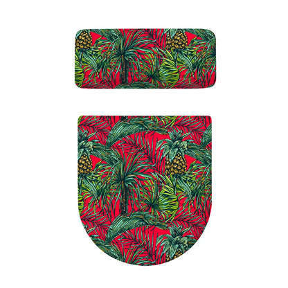 Pineapple Leaves Hawaii Pattern Print Toilet Lid And Tank Cover Set