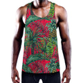 Pineapple Leaves Hawaii Pattern Print Men's Workout Tank Top