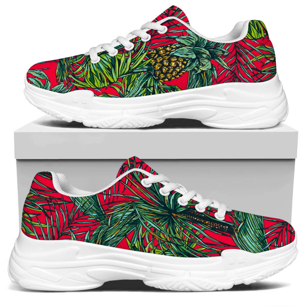 Pineapple Leaves Hawaii Pattern Print White Chunky Shoes