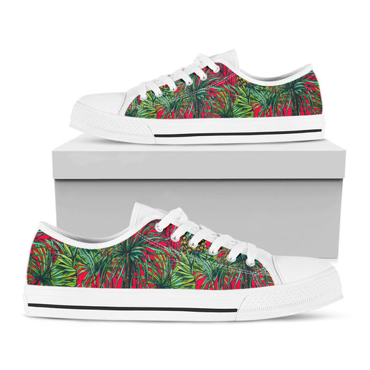 Pineapple Leaves Hawaii Pattern Print White Low Top Sneakers
